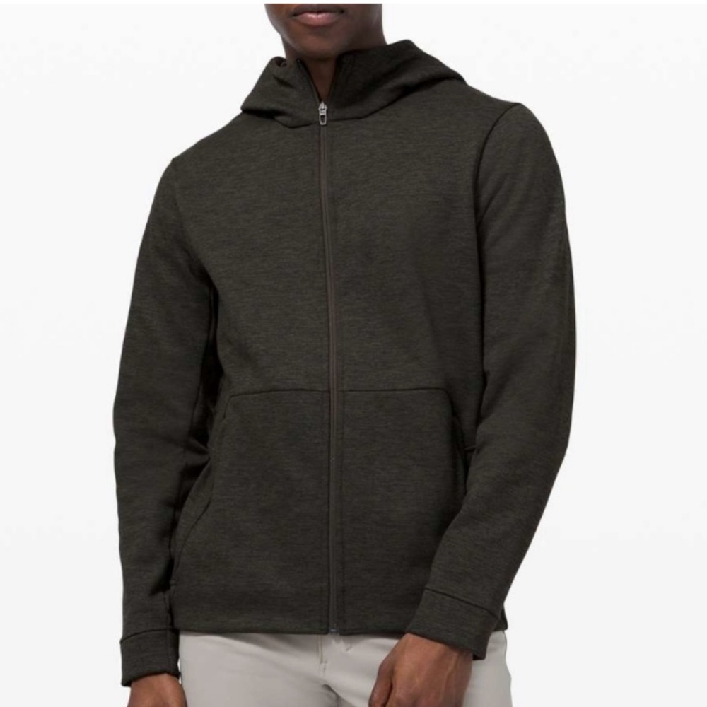 Lululemon Welterweight Zip Hoodie Heathered Dark Olive / Black Size S